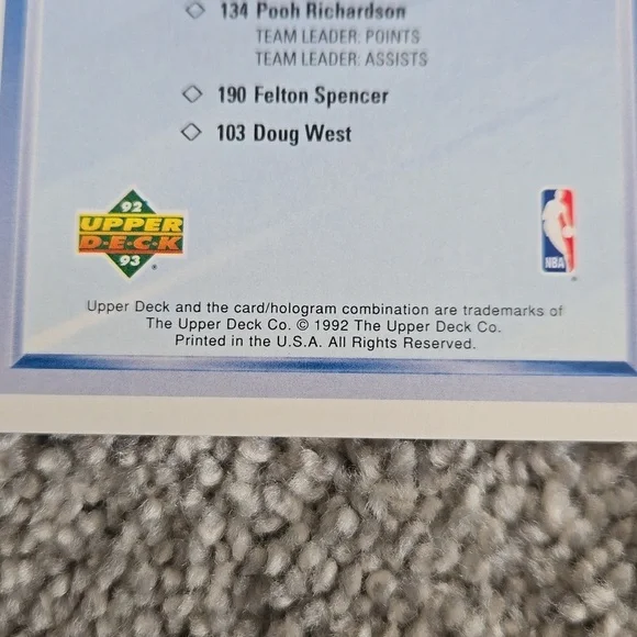 92-93 Upper Deck #59 Doug West Basketball Card - Picture 3 of 4